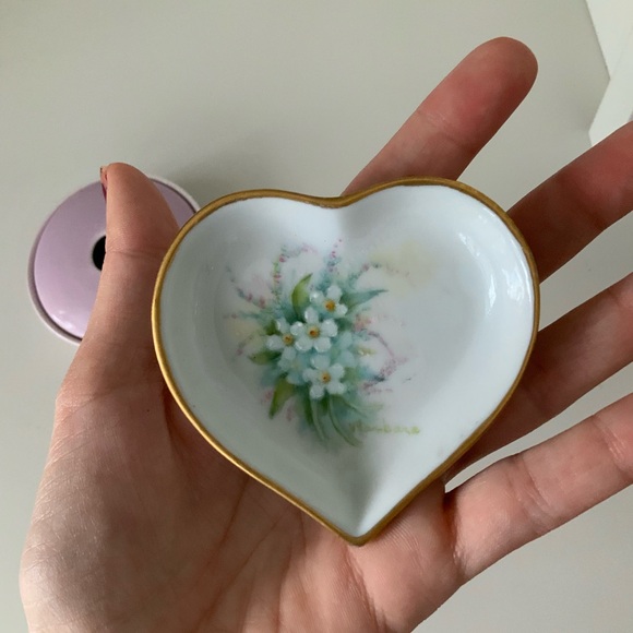 Vintage Ceramic Small Petite Trinket Dishes Heart Round Pink White Home accents - Picture 10 of 14